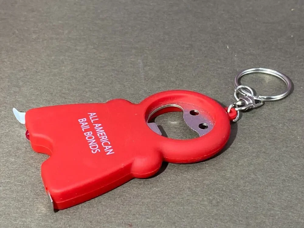 KEYRING with LED Light, Tape Measure, Bottle Opener All American Bail Bonds